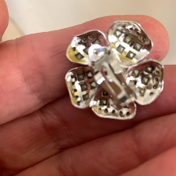 Ross Simons Lab Created Blue Sapphire +CZ Clip On Earrings Sterling Silver - Picture 2 of 2